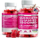 Quercetin Gummies - 2500MG med Bromelain, L-Theanine & Sink Vegansk immunstøtte Supplement for barn og voksne - Allergi Relief & Lung Health