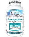 Bioabsorb Serrapeptase enzym, høy styrke 120000 enheter (SPU), 200-dagers forsyning, forsinket frigivelse vegetariankapsler (DRcaps) for maksimal absorpsjon