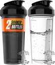 WrexX 2 Pack Protein Shaker Flaske - upto 28oz, 2x Shaker Ball, Portable Pre Workout Whey Protein Shaker Cups for Protein Shakers, Leak Proof Shaker Flasker for Proteinmikser