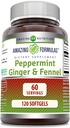Amazing Formler- Peppermynt, Ginger og Fennel Diett Supplement - 363 Milligram - 120 Softgels (Non-GMO, Glutenfri) -
