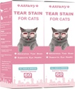 2 Pakker Tear Stain Supplement for katt - Forhindre og eliminere katter Tear Stains - 60ML Cat Tear Stain Remover Drops for øyehelse, immunsystem - med Cranberry, Marshmallow og vitaminer - Salmon