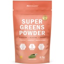 BioSchwartz Grønn pulver Super Grønn med probiotika, Prebiotika, Digestive Enzymer & 43 Grønn Superfoods - Klorofyll, Bilbær, Klorella, Spirulina - smaker Fantastisk - 30 Servings