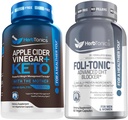 Herbtonics Apple Cider Vinegar Capsules Plus Keto BHB Fettforbrenner & Vekttap Supplement for kvinner og menn - Foli-Tonic DHT Blocker & Hårtap Supplement