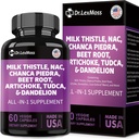 Melk Thistle 3000mg NAC Chanca Piedra 2000mg Artichoke 2000mg Beet Root 2000mg Dandelion Root 1000mg, Liver Cleanse Detox & Repair Supplement med TUDCA Choline og Ginger for menn og kvinner, 60 kapsler