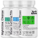 Ungdom & Tonic Sculpt Shred Cleanse Detox 3X Vekttap piller: Appetite Suppressant, fettforbrenner, energiforsterkning og nattetid rengjøring for diett – 120 piller