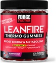 Force Factor LeanFire Termo Gummier med B12 Vitaminer, Koffein, & Grønn Kaffebønne, Økt energi, Metabolisme, Utholdenhet, Stamina, Motivasjon, Fokus, & ytelse, Pre Workout Gummies, 120 Gummies