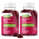 Viteey Beet Root Gummies med Tart Cherry - Beetroot Supplement for hjertehelse, blodtrykksstøtte - Vegan, Glutenfri - 120 greve
