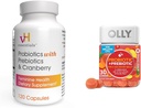 vH essensielt Probiotika med prebiotika og Cranberry Feminin Helse Kapsler Bundle med OLLY Probiotic + Prebiotic Gummy Digestive og Gut Helse Chewable Supplement