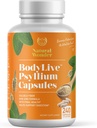 BodyLive Psyllium Husk Fiber Capsule Non-GMO 725mg, 240 kapsler (1450mg/reservasjon, 120 serveringer) Supplement for Colon Cleanse, Regelmessighet, Sunn Digestion, Prebiotisk, Laxativ, Hjart helse