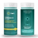 Iwi Omega-3 Essential & Heart Omega-3 Bundle, 30 Serveringer, Vegan Plant-Based Algae Omega 3, Krill & Fish Oil Alternative, Ingen Fiskig Ettersmak