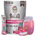 Salud 2-i-1 energi drikke pulver + fokus, Dragon frukt, organisk koffein, B6 + B12, teanin, ren energi drikke pakker, Pitaya Agua Fresca blanding, ikke-GMO, Glutenfri, Vegan, 1 g sukker, (15 porsjoner)