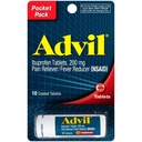 Advil Coated Tabletter Smerte Reliever og Feber Reducer, Ibuprofen 200 mg, 4 x 10 Count Vital, Hurtig smertelindring, Pocket Pack