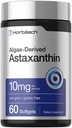 Horbäach Astaxanthin Kosttilskudd | 10 mg | 60 Softgels | Algae Avleidd formel | Ikke-GMO, Glutenfri