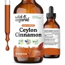 Wild & Organic Ceylon Cinnamon Tinkture 500 mg - flytende kaneltilskudd for total støtte - kanel Verum Bark Extract - Vegansk, sukker og alkoholfri, ikke-GMO - 4 fl oz