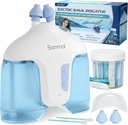 Sonmol Elektrisk Nasal Irrigasjonssystem (Nasal Irrigation, Blå), Nese Cleaner for Sinus Voksen, Selvklebende Nasal Cleaner med 50 pakker Saline