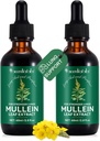 2 stk organisk flytende Mullein ekstrakt Supplement for Lungs Helse - Vegan, Ingen additiverBronchial Cleanse for helsestøtte- 2 fl oz Mullein Drops