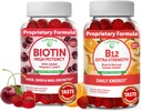 Lunakai Biotin og vitamin B12 Gummies Bundle - Hårhud og negler vekst gummier med vitamin C og E - Ikke-GMO & Vegansk Supplement for energi støtte og bein helse - 30 dagers forsyning