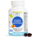 Core Med Science Liposomal Metylert Multivitamin B-Complex, 90 Softgels - Ikke-GMO Active Super B Complex Vitamin Supplement for hjerte helse - VIT Metyl B Complex Immune Support Supplement