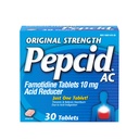 Pepcid AC Opprinnelig styrke Heartburn Relief Tabletter, OTC medisin forhindrer og lindrer Heartburn & Acid Reflux På grunn av syreforedling, 10 mg Famotidinsyre Reducer, Fast-Acting, 30 ct