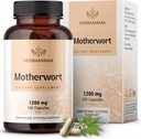 HERBAMAMA Motherwort Capsules – Naturlige Menopause Supplement* for kvinner – 1200 mg Moderwort Herb pulver per servering for kvinners Mood & Calm Support – Vegansk, ikke-GMO – 50-dagers Supply