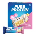 Pure Protein Bars, Høyt protein, Nutritious Snacks å støtte energi, Lavt sukker, Glutenfri, Bursdag Kake, 1.76 oz, Pakke med 12 (Packing May Vary)