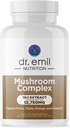 DR. EMIL NUTRITION 10 Mushroom Supplement for mental klarhet, fokus og immun støtte - Funksjonell Mushroom Nootropic Supplement med Lions Mane Extract, Cordyceps, Tyrkia Tail & mer