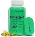 Omega 3 Fish Oil 1000mg - med høy EPA & DHA, 120 Softgels, fettsyrer Supplement for kognitiv funksjon, fra laks, 4-måneders forsyning, GMP-sertifisert, laget i USA
