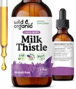 Wild & Organic Milk Thistle Extract Drops - Liver Cleanse Support - Melk Thistle Liver Detox Tinktur - Silymarin Supplement - Silybum Marianum Seeds - Vegan, Sukker & alkohol-fri - 2 fl oz