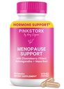 Pink Stork Menopause Støtte for kvinner - Hot Flash, Mood, Søvn, Vekt, Cortisol & Hormonal Balance - Vegan, Estrogen-Free Perimenopause Relief - Ashwagandha, Maca - 60 Kapsler