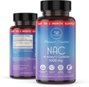 NAC Supplement N-acetylcystein 1000 mg, aminosyre, naturlig antioksidant, støtte for lever, lunge, immunsystem, fruktbarhet | 120 N-acetyl-L-cysteinkapsel