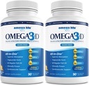 Triple Styrke Farmasøytisk Grade Fish Oil 2750mg - Vitamin D3 50mcg - 1500mg EPA - 680mg DHA - hjerte - Kolesterol - LDL - HDL - Ingen Burps eller Heartburn - høy konsentrasjon - 90 Serveringer