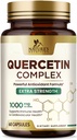 Quercetin Supplement 1000mg - Naturlig, Plantebasert støtte for immune, cellulære, pustende og sesongmessige endringer - Ekstra styrke Quercetin Dihydrat fra Sophora Japonica - 60 Veggie Capsules