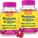 VelJa (2 Pakke 25 milliarder probiotika + Prebiotika for menn og kvinner Gummies - Digestiv støtte, Gut Helse, Immun støtte Gummy - Probiotika for digestiv helse med 12 strimler - 60 Gummies