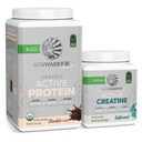 Sunwarrior Kreatin pulver & vanilla Active Organic Protein Powder Set | Bundle & Lagre | Vegansk Protein Plus Unflavored Kreatin Monohydrat (60 Serverer uslavored, 20 Serverer sjokolade)