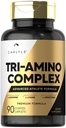 Carlyle Tri-Amino L-Arginine L-Ornithine L-Lysine Supplement ® 90 Caplets ® vegetarisk, ikke-GMO, Glutenfri