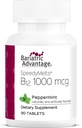 Bariatrisk fordel B-12 Speedy smelter, vitamin B12 1000 mht. Supplement, rask smelting med 200 mht. folsyre for ernæringsmessig støtte - Peppermynte, 90 count