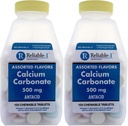 Kalsium 500 mg Generic for Tums Assortert Frukt Flavored Chewable Tabletter Vanlig Styrke Antacid for syreforedling, Heartburn, Sour Mage 150 Chewable tabletter per flaske pakke med 2