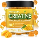 Kreatin Monohydrat Gummier for menn og kvinner 120 CT - 5600mg kreatinmonohydrat per servering, Chewable Kreatin Monohydrat for muskel støtte og energiforsterkning, sukkerfri, vegansk (Mango Flavor)