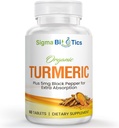 Økologisk gurkemeie Curcumin Supplement - Felles og immun helse støtte Supplement - 700 mg organisk gurkemeie med svart pepper for enkel absorpsjon - Ikke-GMO & 2 måneders forsyning - 60 tabletter