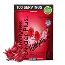 PowderVitamin Electrolytes pulver Plus (100 serveringer) Hibiscus Electrolyte pulver Zero Calorie Keto,0 Sukker, Ingen Maltodextrin, 1000 mg Kalium,120 mg kalsium,120 mg magnesium, Hydration pulver