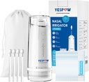 Nasal irrigasjonssystem - YESPOW Electric Neti Pot Nese Cleaner - Sinus rengjøringsmaskin med 4 moduser for nesevask - Nasal irrigator med 40 pakker Saline for Sinus Flush og Relief