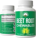 Beet Chews - Great Tasting Beets Chewables uten tilsatt sukker - bedre enn gummies. Inneholder organisk hveterotekstrakt. Vegan, Zero Gluten Beetroot Total Supplement for hjerte, sirkulerende, BP