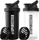 Utopia Home Protein Shaker Flaske - (pakke med 2) 28-Ounce Shaker flasker for proteinblandinger - Fitness Sports Classic Protein Mixer Shaker Flaske (svart og klart/svart)