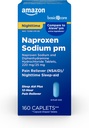 Basic Care All Night Pain Relief PM, Naproxen Natrium, 220 mg/Difenhydramin Hydrochlorid, 25 mg Tabletter, Smerte Reliever/Nighttime Sleep-Aid, 160 Tel.