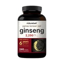 NatureBell Korean Red Ginseng 2.250mg Per Serving, 240 Softgels | Panax Ginseng Root, Standardisert til 10% Ginsenosides, Ikke-GMO, Støtte Energi, Mannlig ytelse, og immunsystem