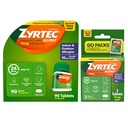 Zyrtec 24 timer Allergi Relief Tabletter, Innendørs og Utendørs Allergi medisin med 10 mg Cetirizin Hydroklorid Antihistaminer, verdi Bundle av en, 90 ct flaske & tre, 1 ct reisepakker
