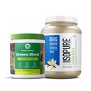 Bundle of Amazing Grass Grønn Superfood pulver: Original, 30 Serveringer + Isopure Vanilla Vegan Protein pulver, Plante Basert, Organic Pea Protein, Dairy Free, 20 Services (Packing May Vary)