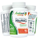 Glissful MitoMag – 300 mg Elemental Magnesium Complex: Mg Glycinate, Mg BHB - søvnmuskler Mood Energy Kognitivt fokus Rolig – Alt naturlig, USA laget, Ingen tilsetningsmidler – 60 Vegan Capsules Supplement