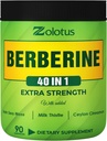 Zolotus Berberine Supplement 40 i 1, med sjø Moss, kanel, Melk Thistle, Apple Cider Vinegar, Quercetin, Beste kosttilskudd for immunsystem, Digestion og hjerte helse