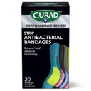 CURAD ytelse Series IRONMAN Antibakterielle Bandages, Ekstrem Hold Adhesive Technology, Standard størrelse Fleksibel stoff Bandages for Cuts, Scrapes, & Burns, Assorterte farger, 1 x 3,25 inches, 20 greve